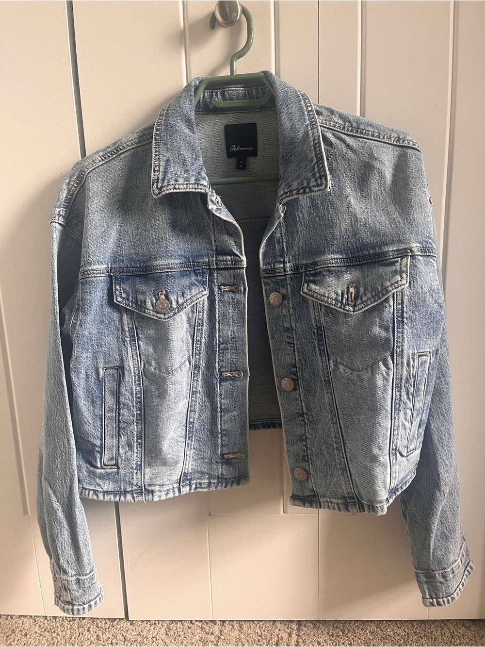 Reitmans Light Wash Cropped Denim Jacket - Light Blue